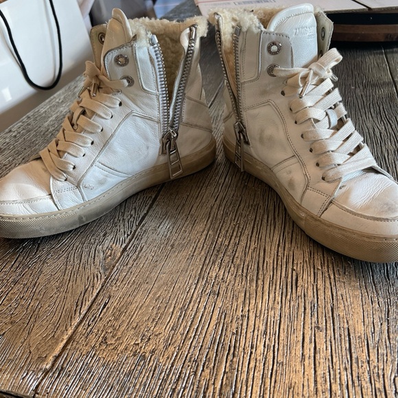 Zadig and Voltaire high tops in white with real Sherling fur inside - Picture 2 of 6